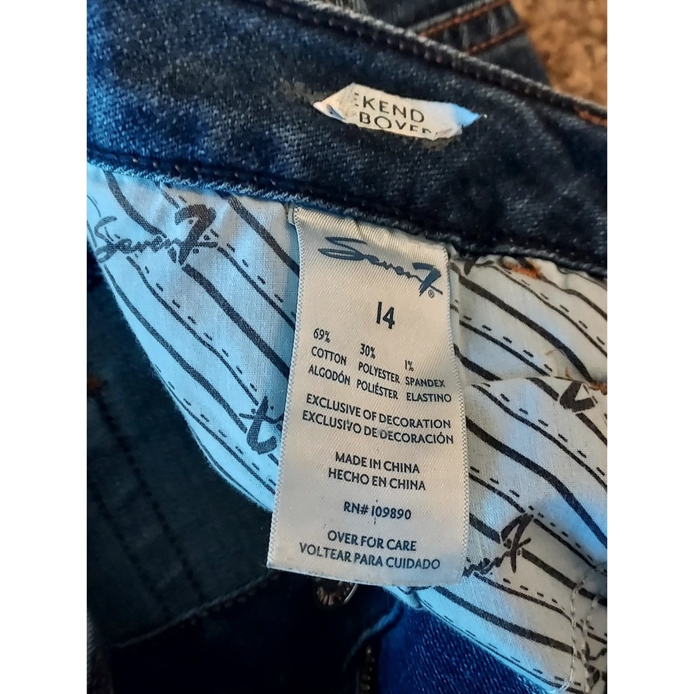 Seven7 Mid Rise Jeans Women Size 14 Raw Esge Blue Denim - Picture 3 of 5